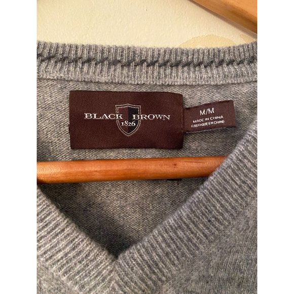 Black Brown 1826 100% Cashmere V-Neck Sweater Larg - Picture 2 of 4